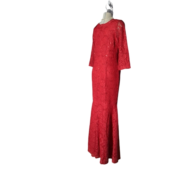 *New* EUREKA USA Luxury Red Lace Sparkling Maxi Dress Size XL - Picture 9 of 16